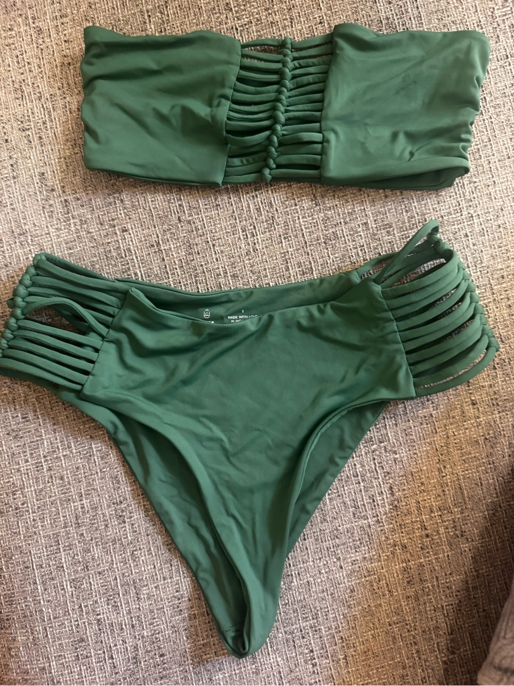Stone Fox Swim Green Strappy Two-Piece Bikini Set